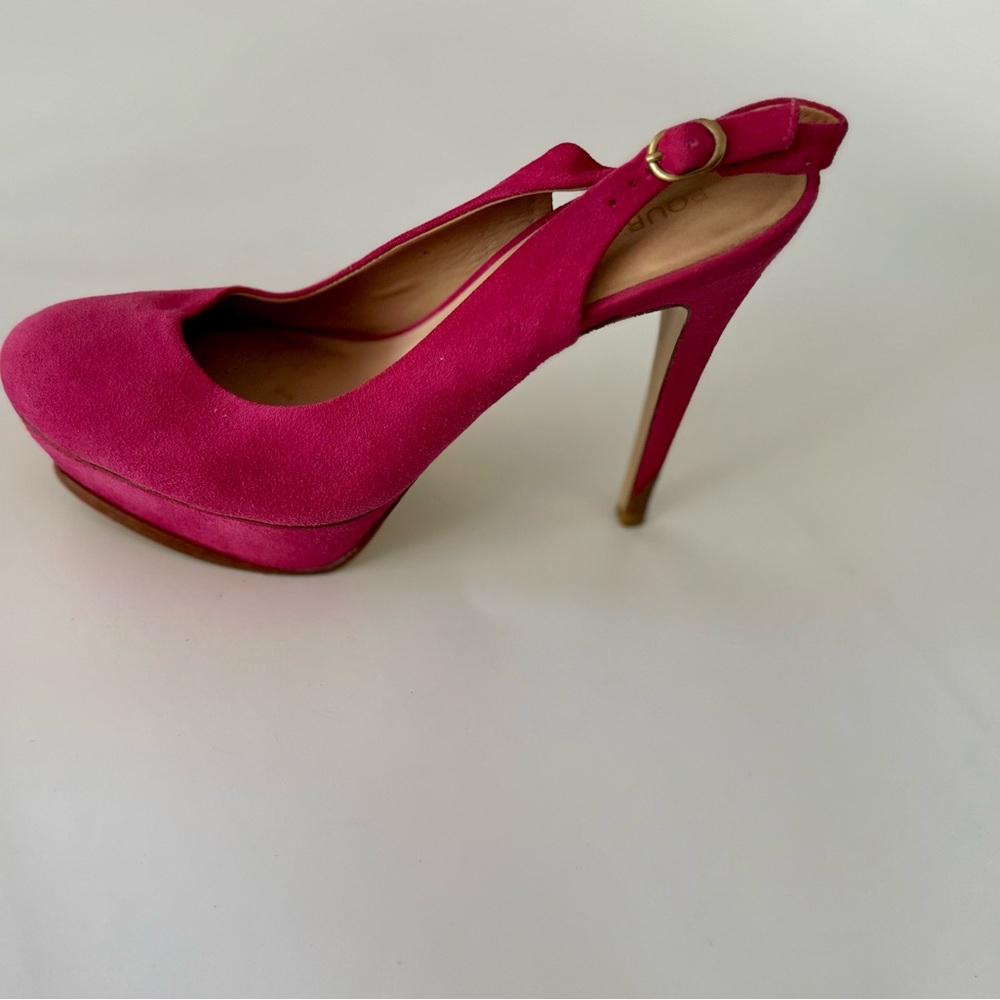 Pour La Victoire Fuchsia Suede Slingback Heels - Picture 7 of 14